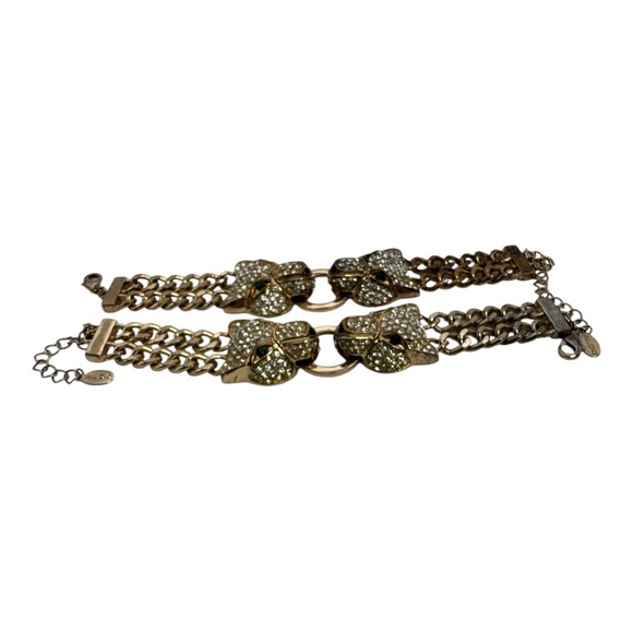 ALDO Panther Head Rhinestone Chain Link Bracelets (Set of 2) 5” - Picture 2 of 7
